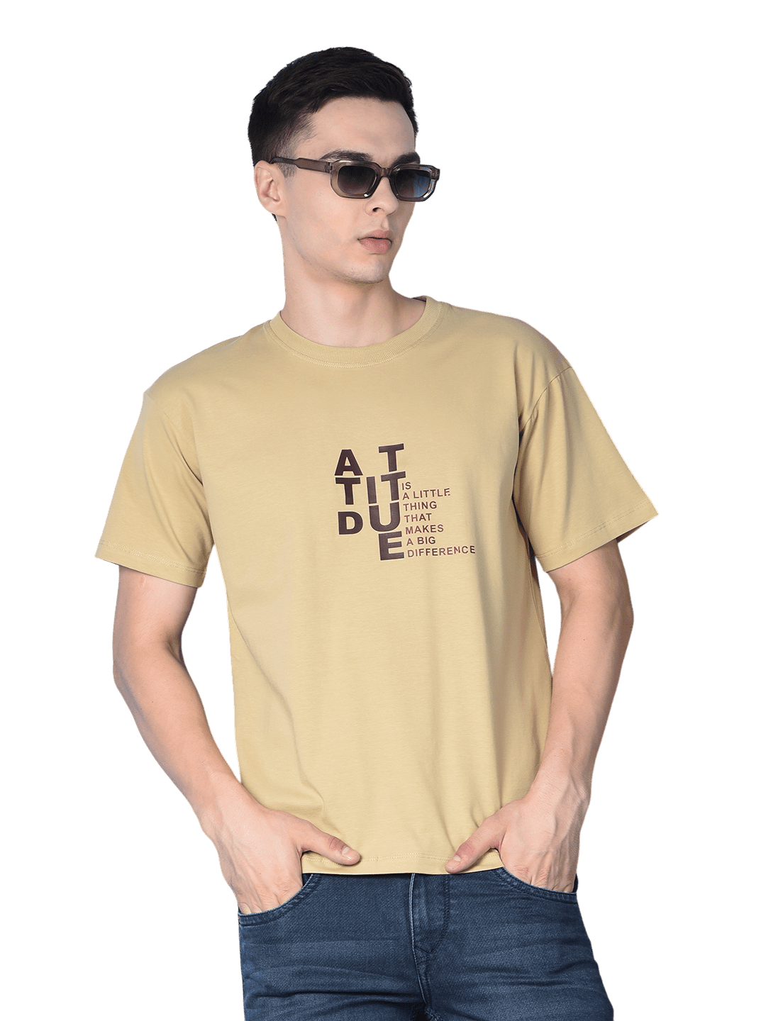 Beige Printed Cotton T-Shirt - Image 5