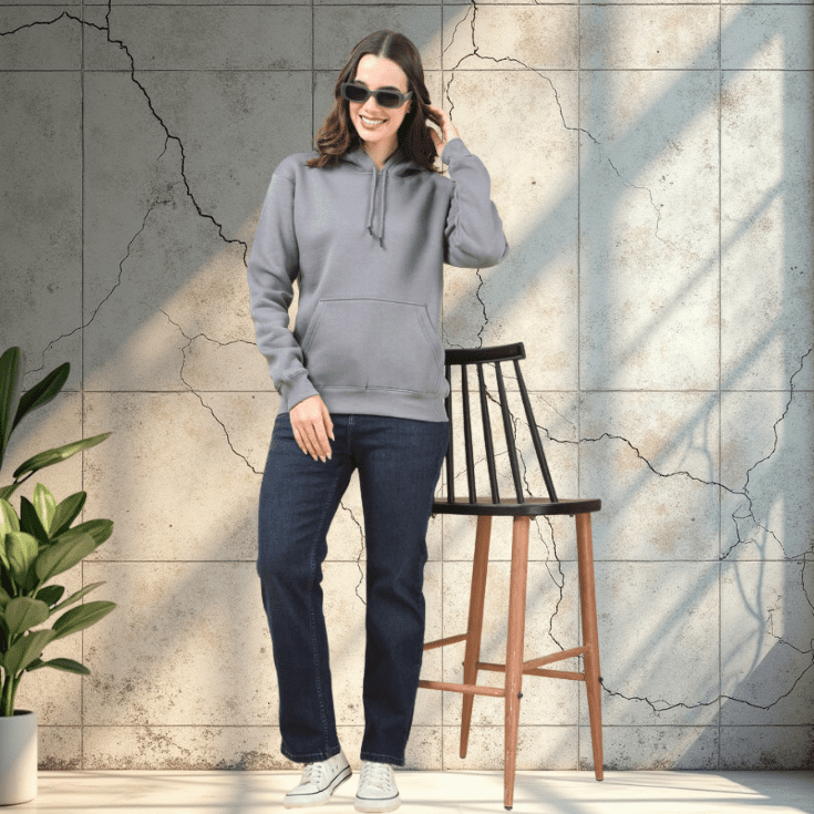 Solid Grey Pullover Hoodie