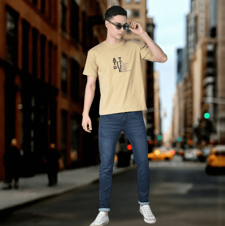 Beige Printed Cotton T-Shirt - Image 4