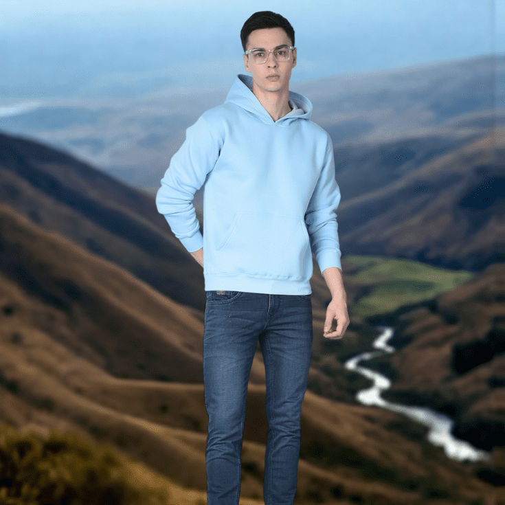 Solid Sky Blue Hoodie - Image 3
