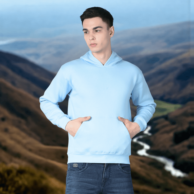 Solid Sky Blue Hoodie - Image 5