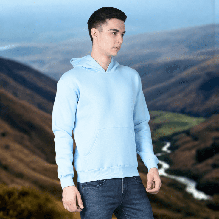 Solid Sky Blue Hoodie - Image 2