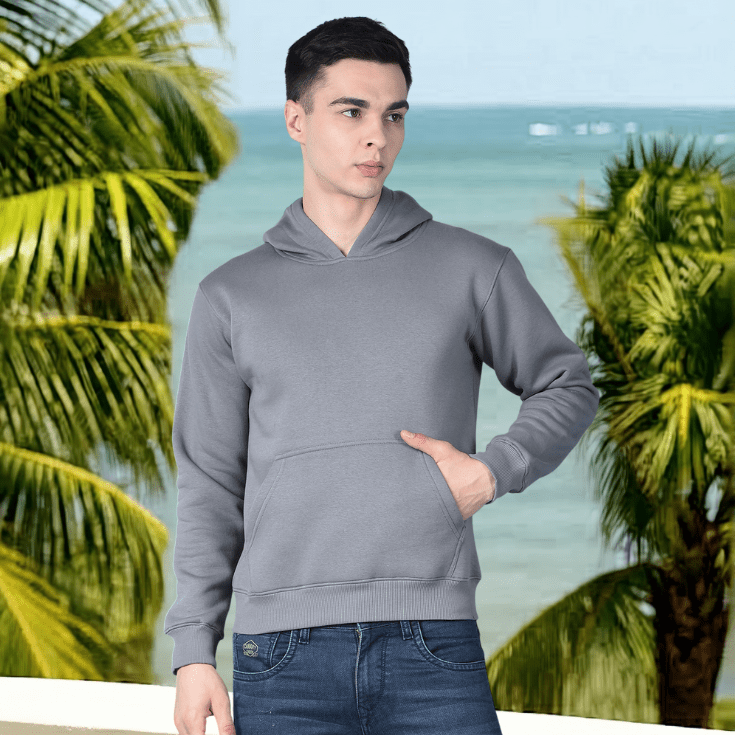 Solid Grey Pullover Hoodie