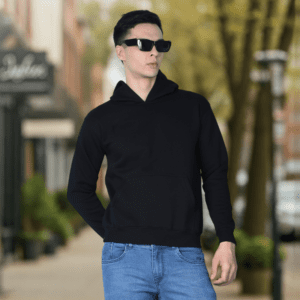 Solid Black Pullover Hoodie
