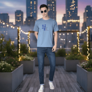 Blue Attitude Printed Cotton T-Shirt