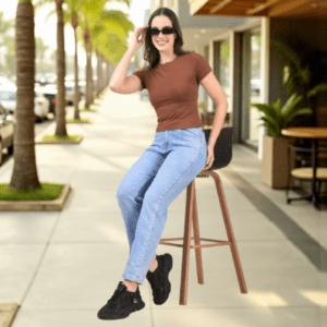 Solid Brown Slim Fit Crop Top