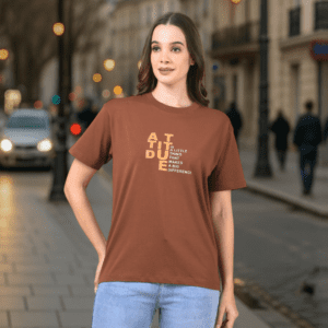 Brown Attitude Printed Cotton T-Shirt