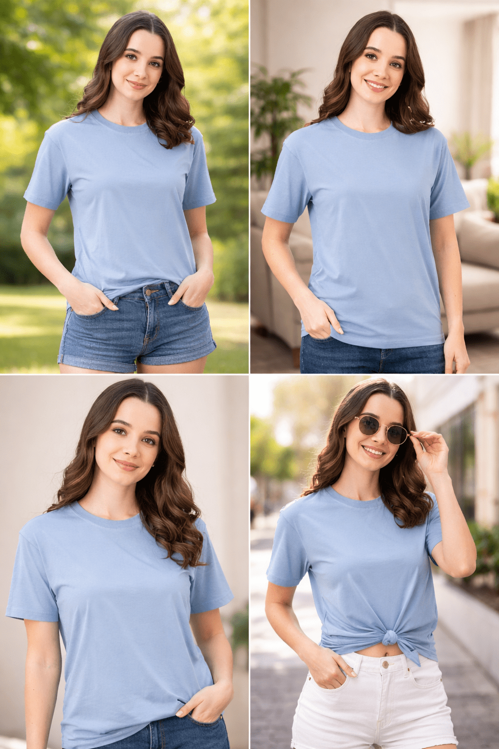 Sky Blue Cotton T-Shirt - Image 3