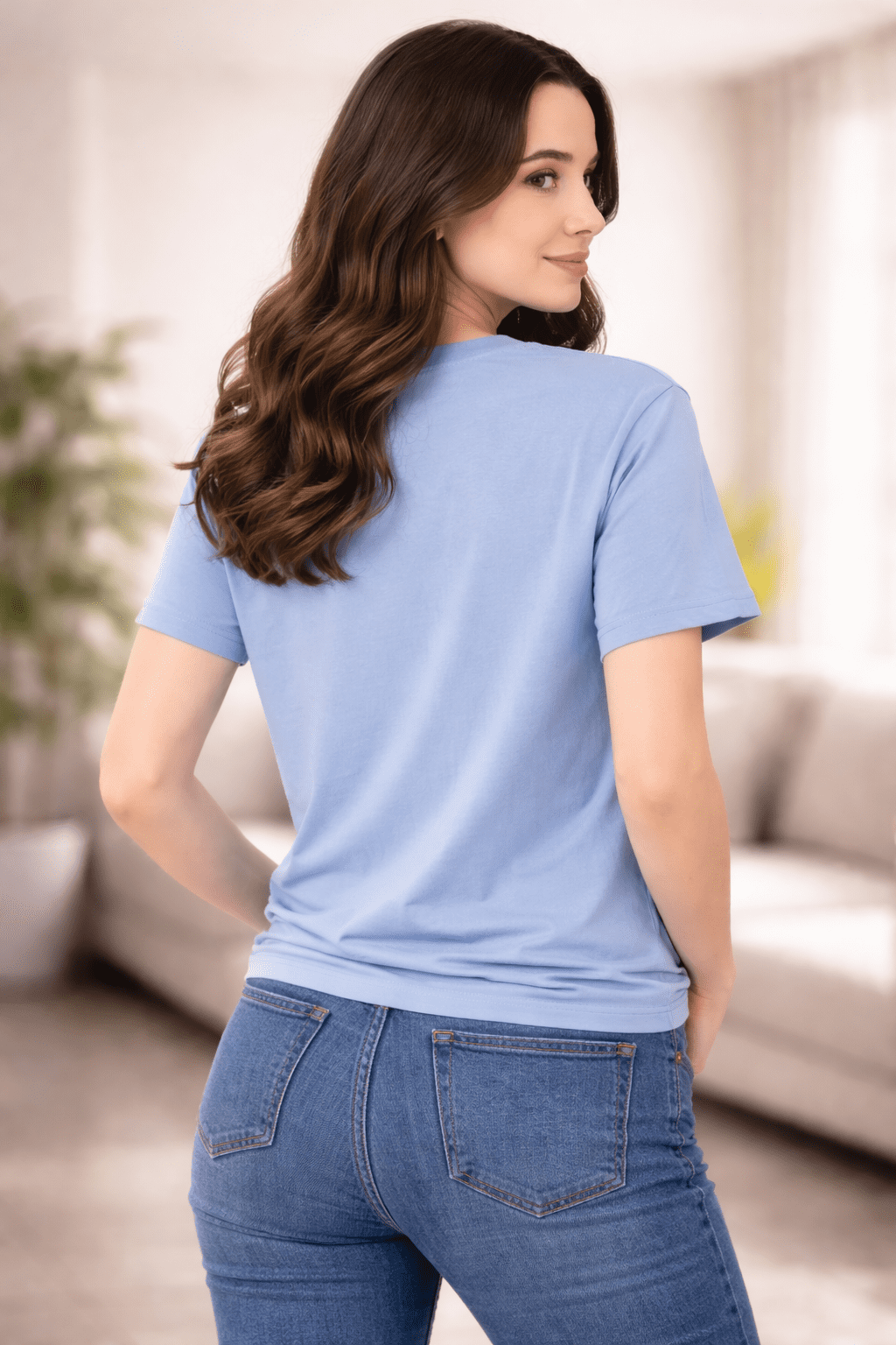 Sky Blue Cotton T-Shirt - Image 4