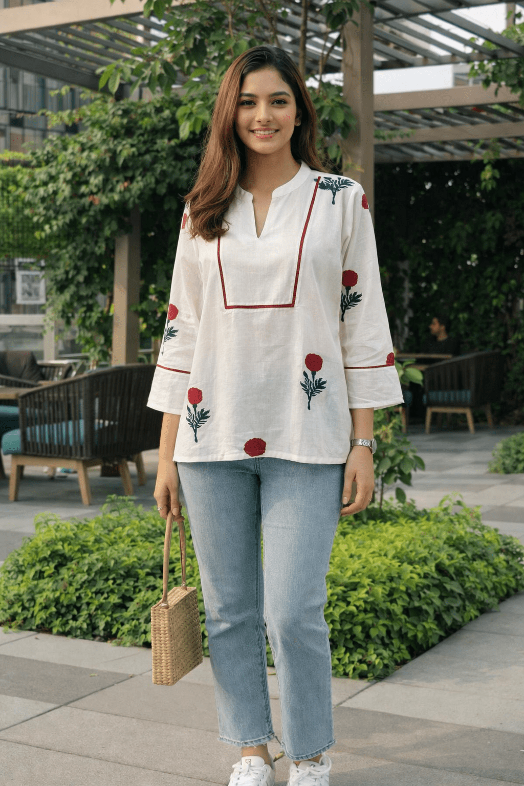 White Floral Print Top - Image 3