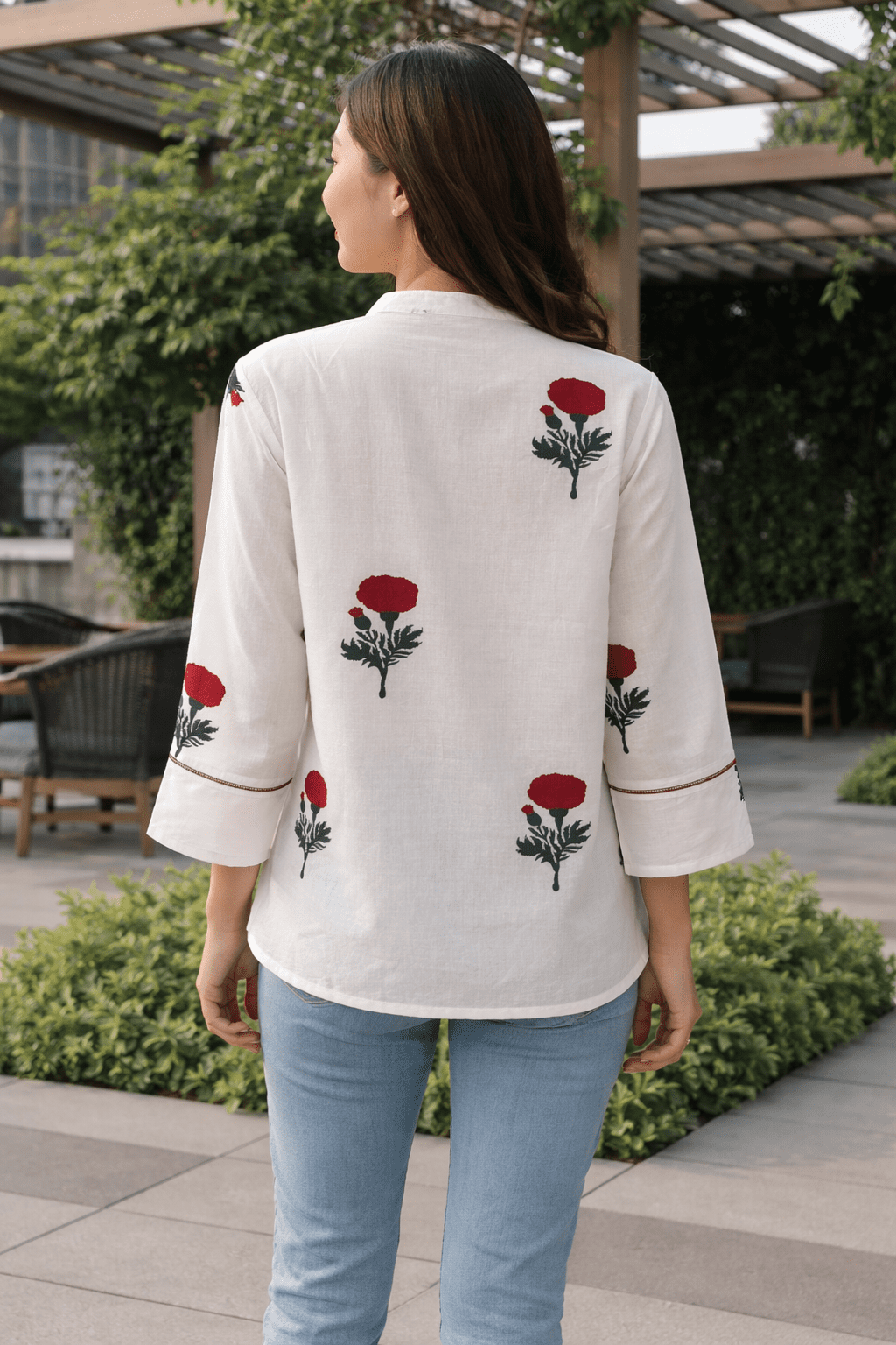White Floral Print Top - Image 5