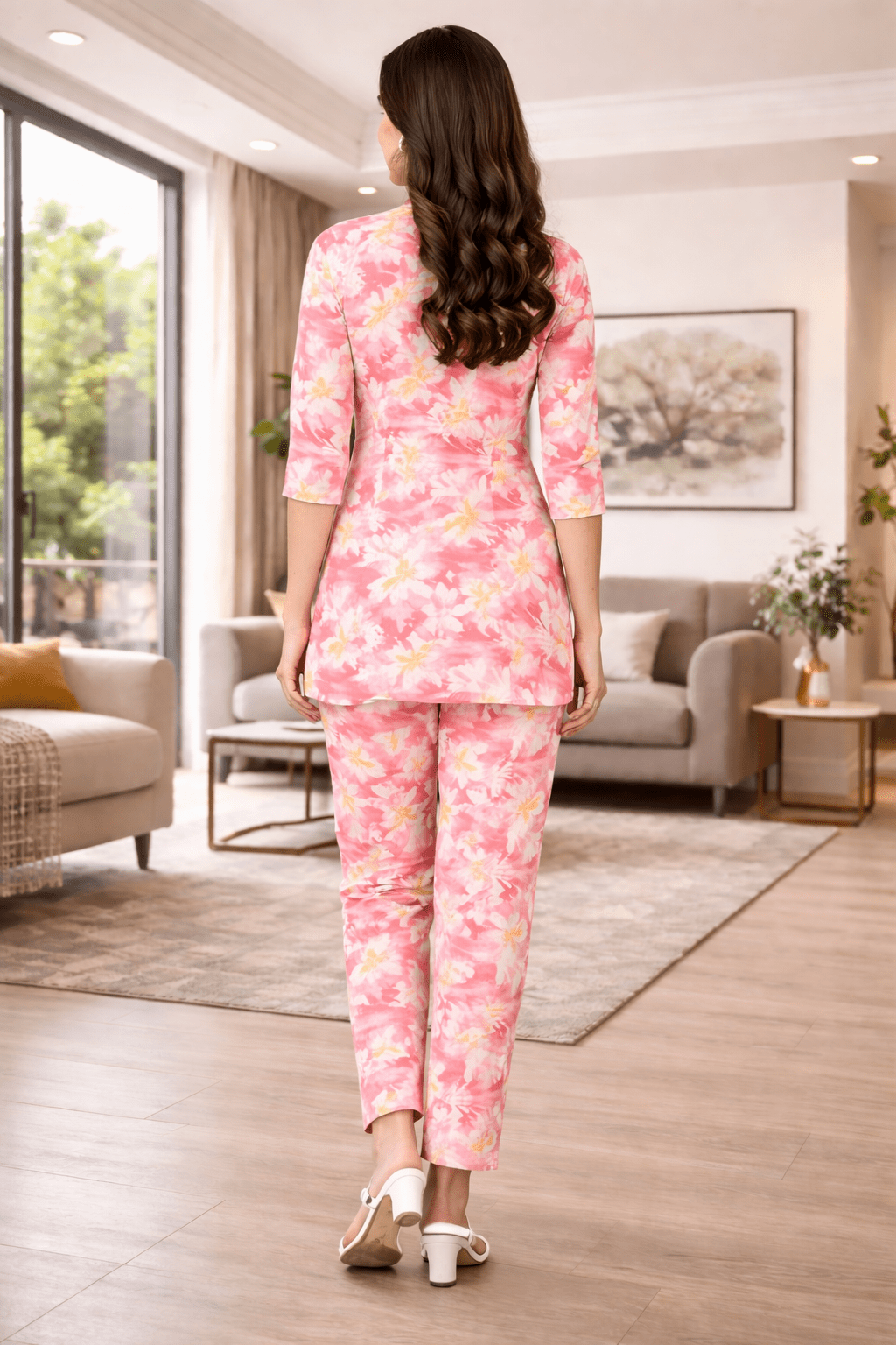 Pink Floral Printed Coord Set - Image 5