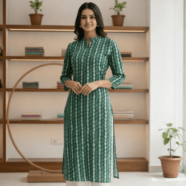 Green Striped Kurti - Image 2