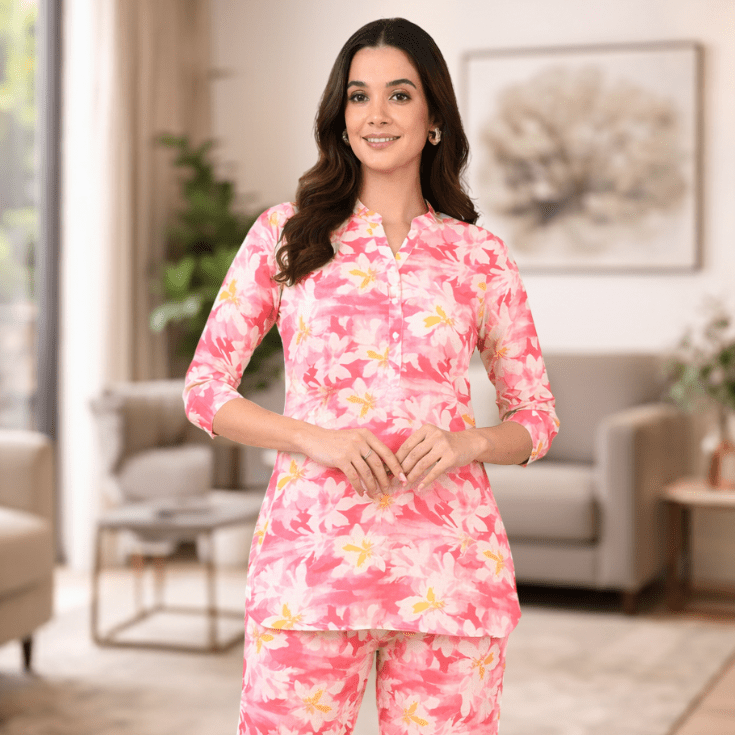 Pink Floral Printed Coord Set