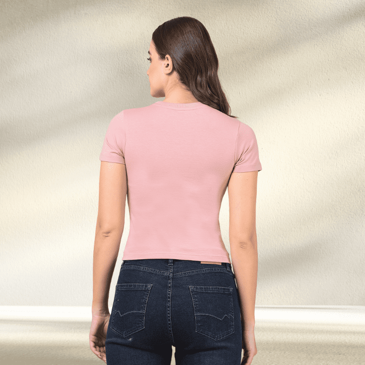 Pink Cotton Crop Top Slim Fit - Image 6