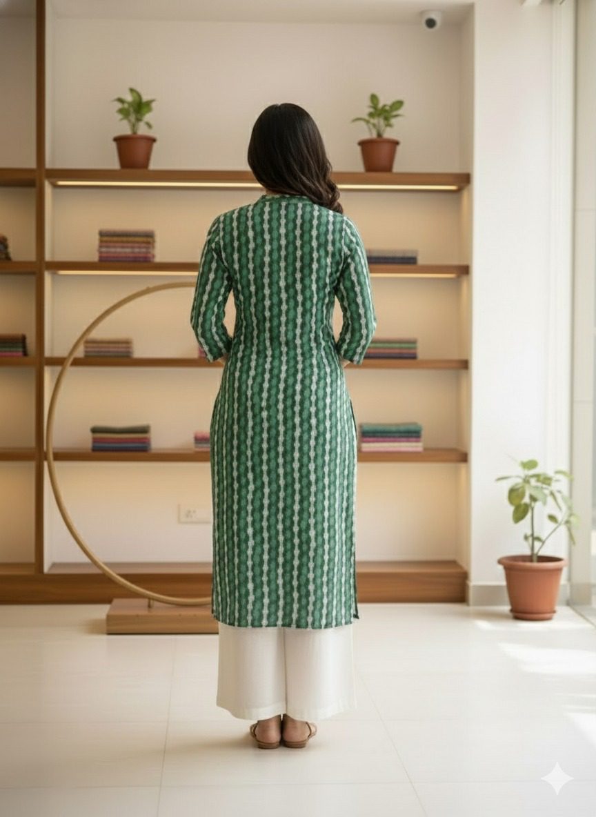 Green Striped Kurti - Image 5