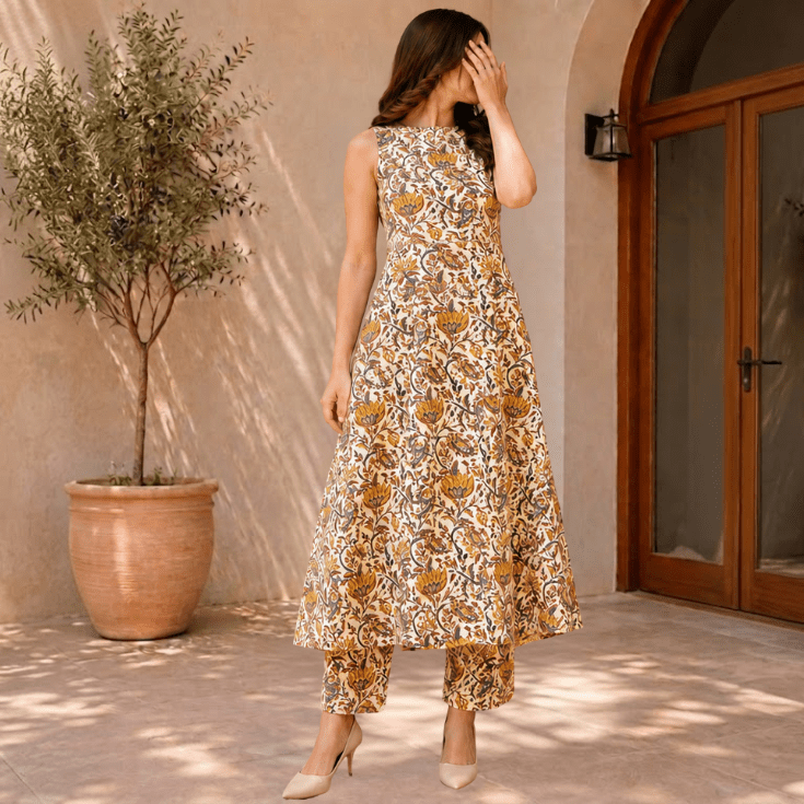 Printed Co-Ord Set Sleeveless - Image 4